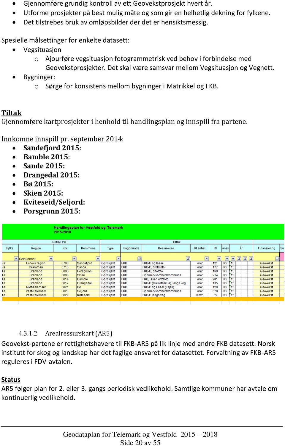 Spesielle målsettinger for enkelte datasett: Vegsituasjon o Ajourføre vegsituasjon fotogrammetrisk ved behov i forbindelse med Geovekstprosjekter. Det skal være samsvar mellom Vegsituasjon og Vegnett.