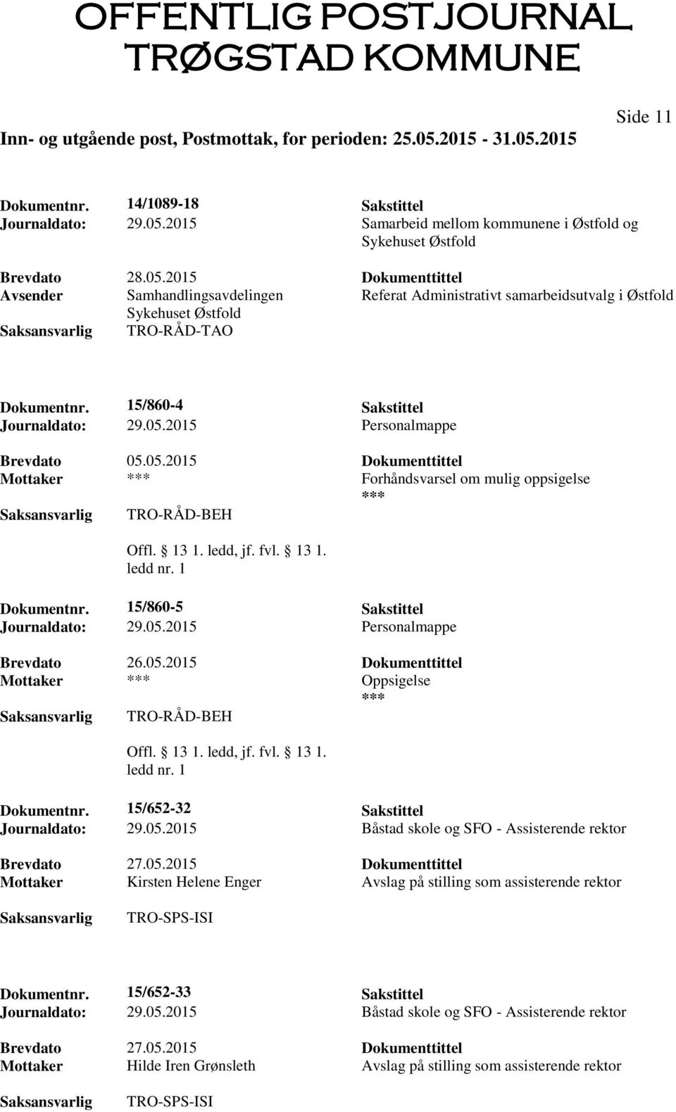 2015 Dokumenttittel Avsender Samhandlingsavdelingen Referat Administrativt samarbeidsutvalg i Østfold Sykehuset Østfold TRO-RÅD-TAO Dokumentnr. 15/860-4 Sakstittel Journaldato: 29.05.