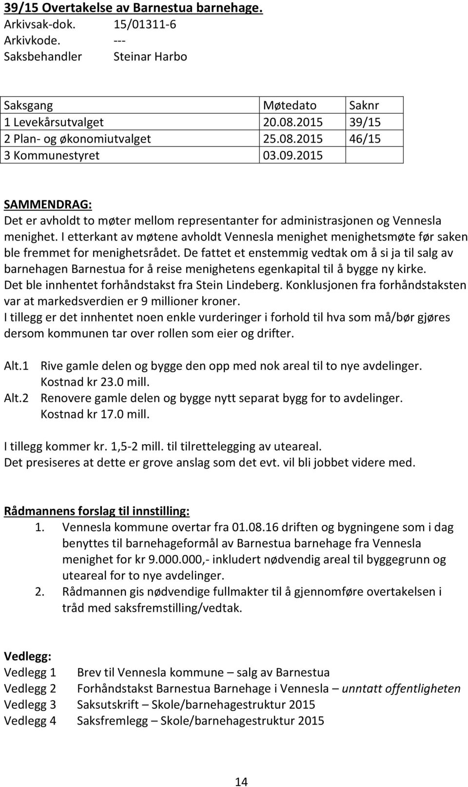 I etterkant av møtene avholdt Vennesla menighet menighetsmøte før saken ble fremmet for menighetsrådet.