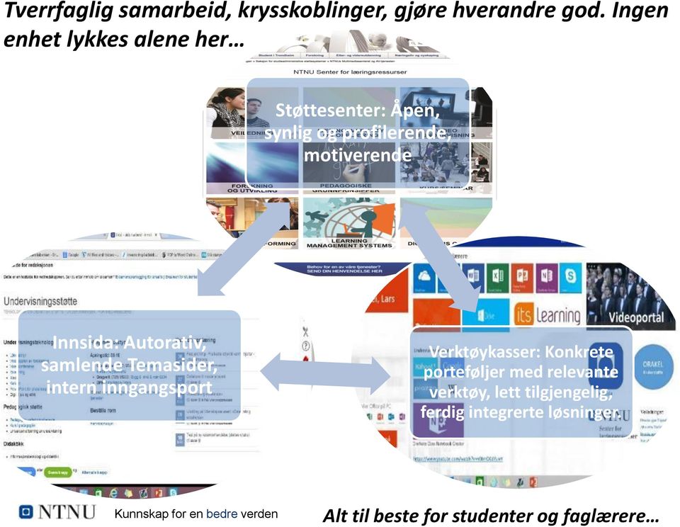 Innsida: Autorativ, samlende Temasider, intern inngangsport Verktøykasser: Konkrete