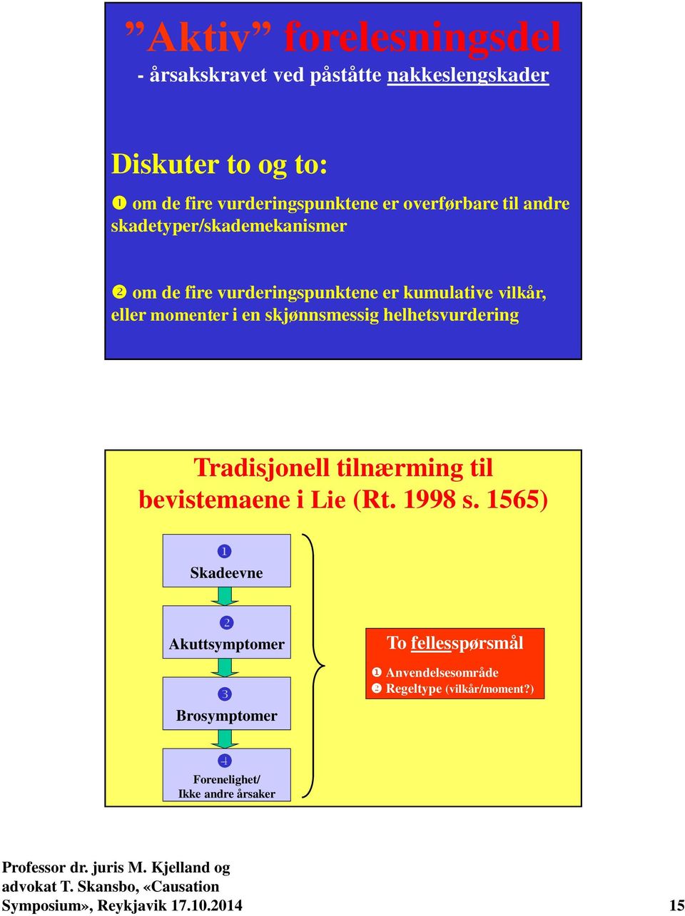 skjønnsmessig helhetsvurdering Tradisjonell tilnærming til bevistemaene i Lie (Rt. 1998 s.