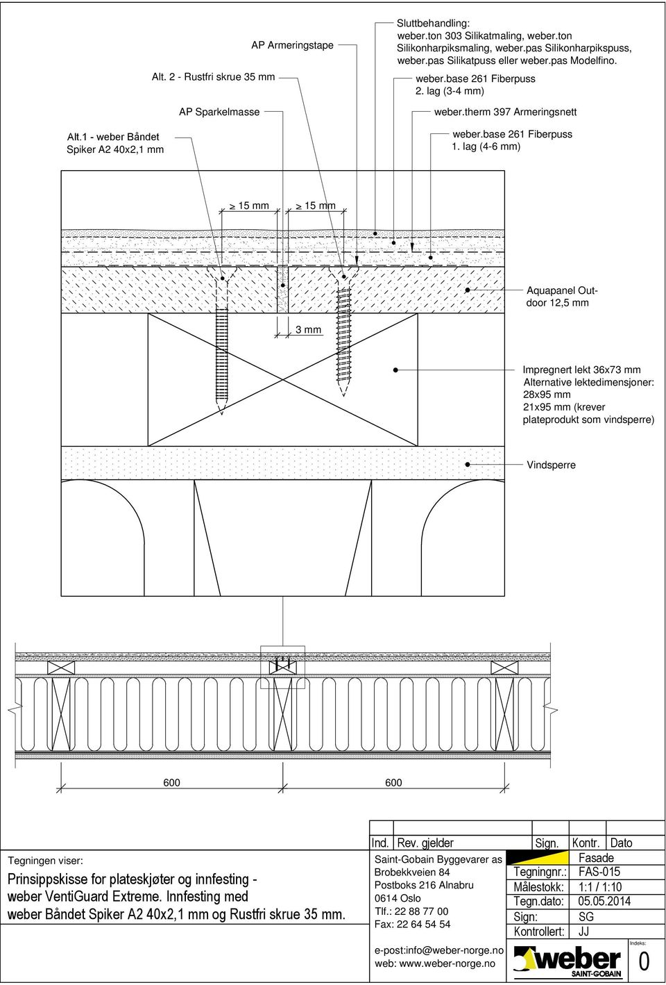 lag (4-6 mm) > 15 mm > 15 mm 3 mm Impregnert lekt 36x73 mm Alternative lektedimensjoner: 28x95 mm 21x95 mm (krever plateprodukt som vindsperre) Vindsperre 6 6 Prinsippskisse for