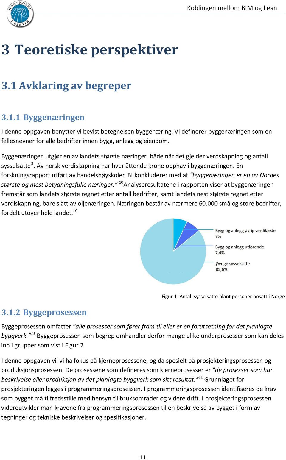 Byggenæringen utgjør en av landets største næringer, både når det gjelder verdskapning og antall sysselsatte 9. Av norsk verdiskapning har hver åttende krone opphav i byggenæringen.