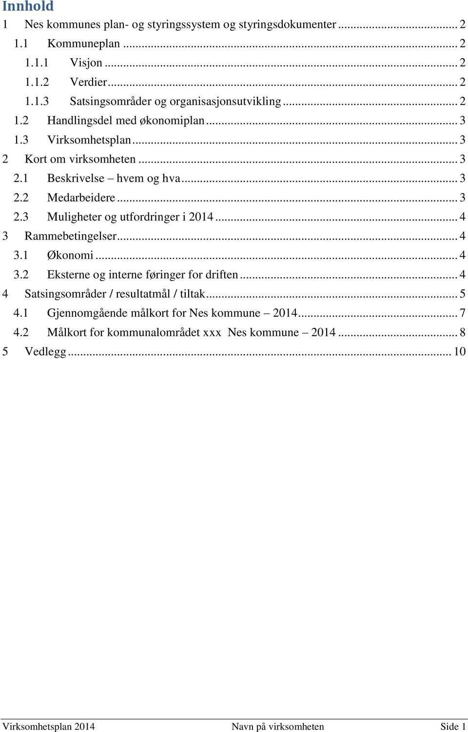 .. 4 3 Rammebetingelser... 4 3.1 Økonomi... 4 3.2 Eksterne og interne føringer for driften... 4 4 Satsingsområder / mål / tiltak... 5 4.