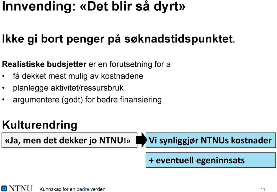 planlegge aktivitet/ressursbruk argumentere (godt) for bedre finansiering