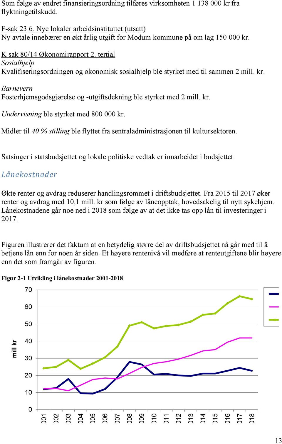 tertial Sosialhjelp Kvalifiseringsordningen og økonomisk sosialhjelp ble styrket med til sammen 2 mill. kr. Barnevern Fosterhjemsgodsgjørelse og -utgiftsdekning ble styrket med 2 mill. kr. Undervisning ble styrket med 800 000 kr.