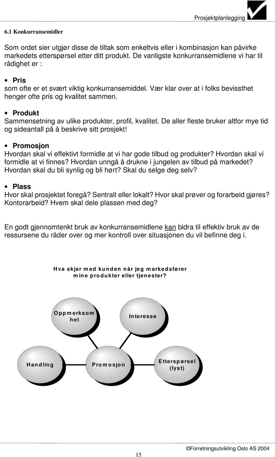 Produkt Sammensetning av ulike produkter, profil, kvalitet. De aller fleste bruker altfor mye tid og sideantall på å beskrive sitt prosjekt!