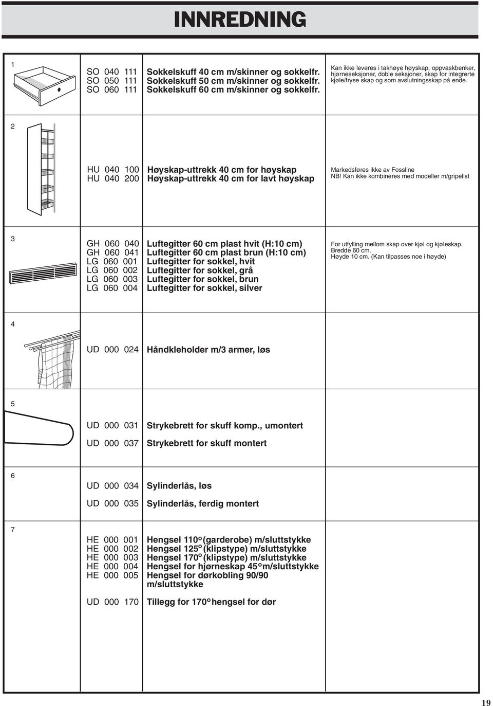 2 HU 040 100 HU 040 200 Høyskap-uttrekk 40 cm for høyskap Høyskap-uttrekk 40 cm for lavt høyskap Markedsføres ikke av Fossline NB!