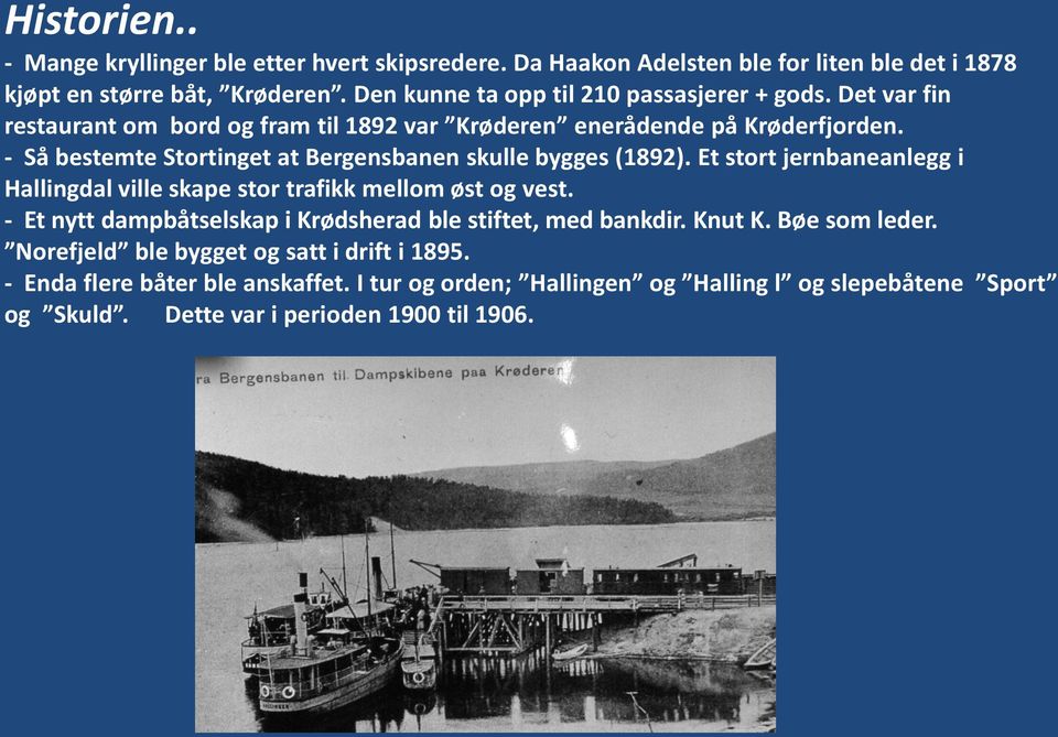 - Så bestemte Stortinget at Bergensbanen skulle bygges (1892). Et stort jernbaneanlegg i Hallingdal ville skape stor trafikk mellom øst og vest.