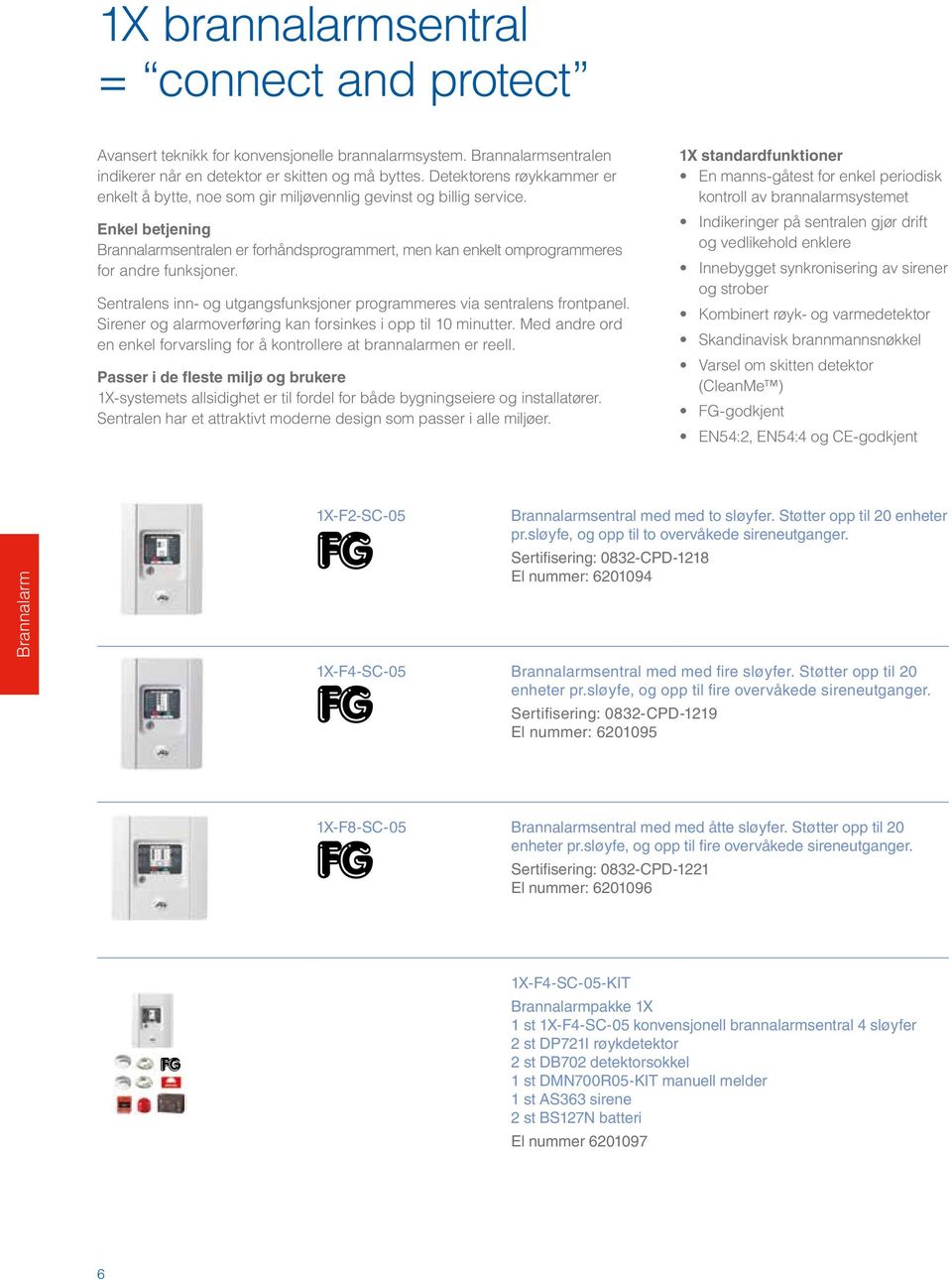 Sentralens inn- og utgangsfunksjoner programmeres via sentralens frontpanel. Sirener og alarmoverføring kan forsinkes i opp til 10 minutter.