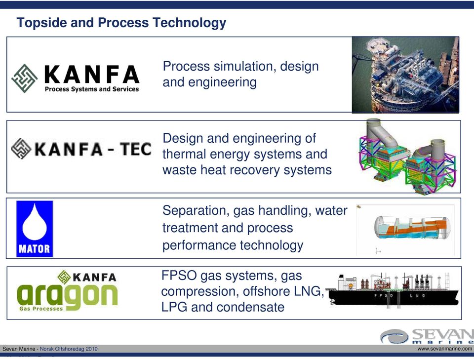 systems Separation, gas handling, water treatment t t and process performance