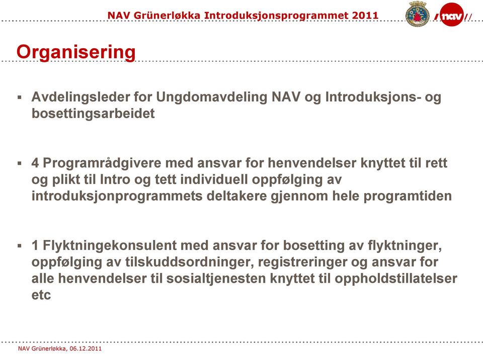 oppfølging av introduksjonprogrammets deltakere gjennom hele programtiden 1 Flyktningekonsulent med ansvar for bosetting av