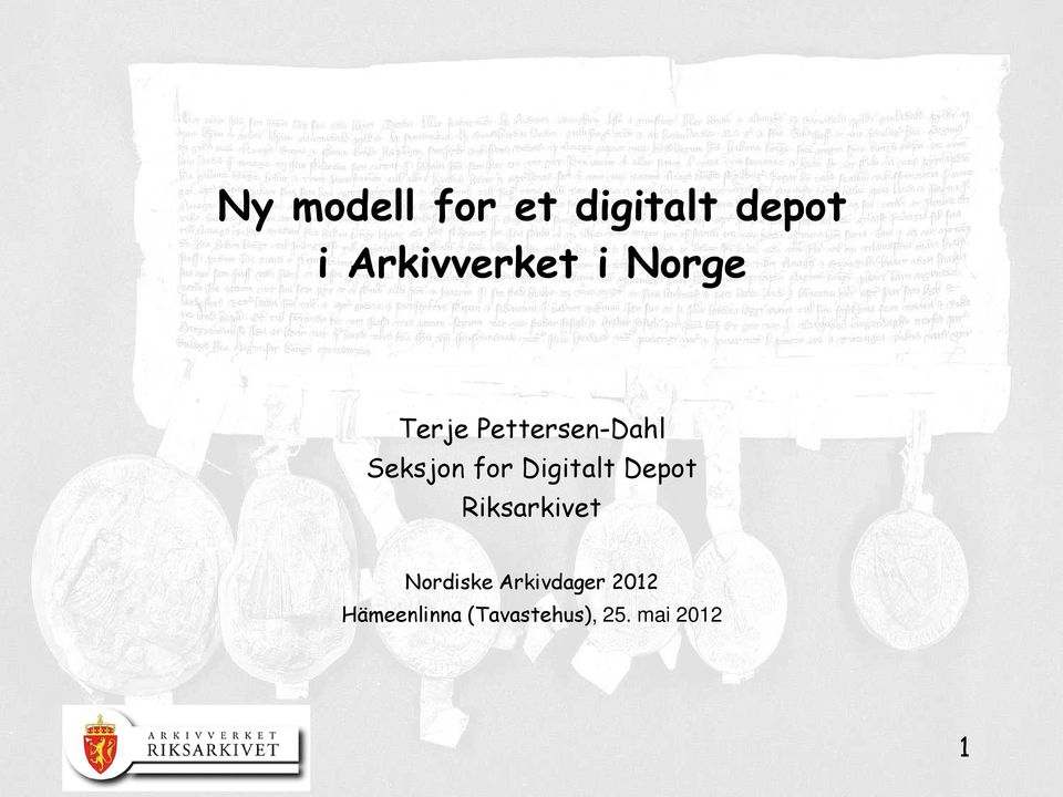 Seksjon for Digitalt Depot Riksarkivet
