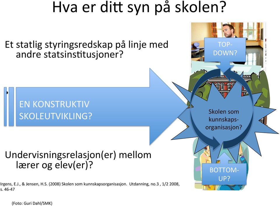 Skolen som kunnskaps- organisasjon? Undervisningsrelasjon(er) mellom lærer og elev(er)? Irgens, E.J.