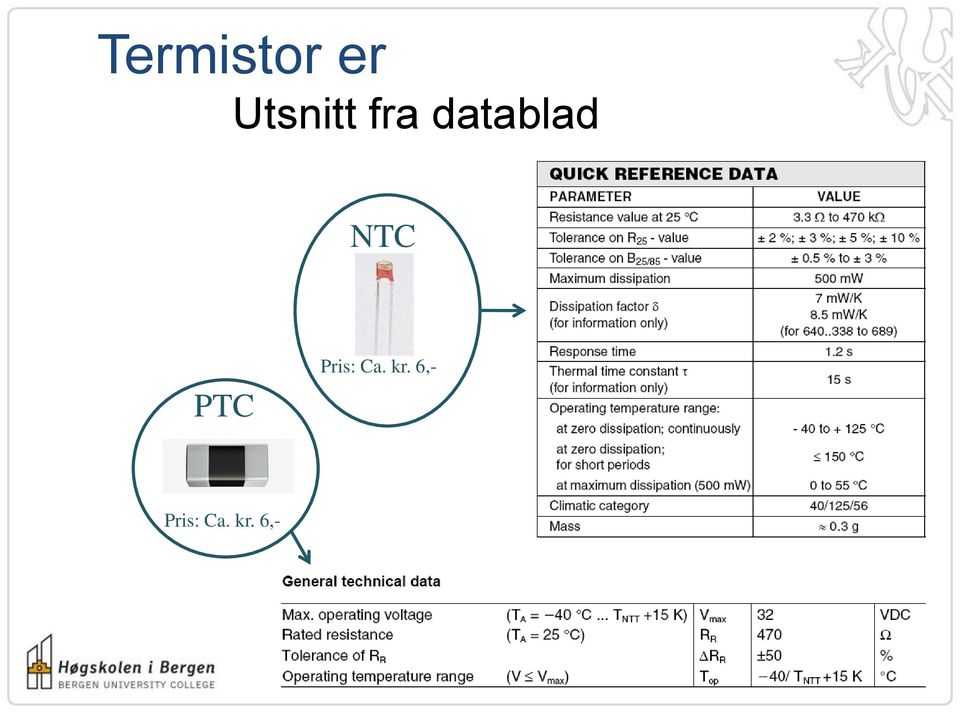 datablad NTC PTC