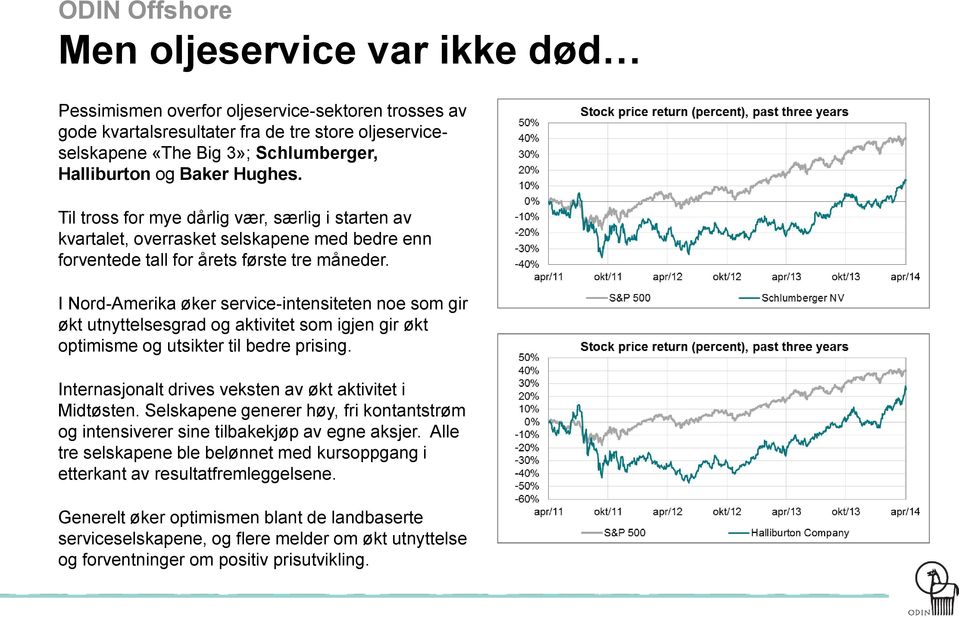 I Nord-Amerika øker service-intensiteten noe som gir økt utnyttelsesgrad og aktivitet som igjen gir økt optimisme og utsikter til bedre prising.