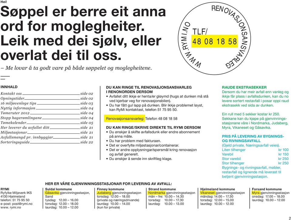 Miljøstasjonar side Avfallsmengd pr.