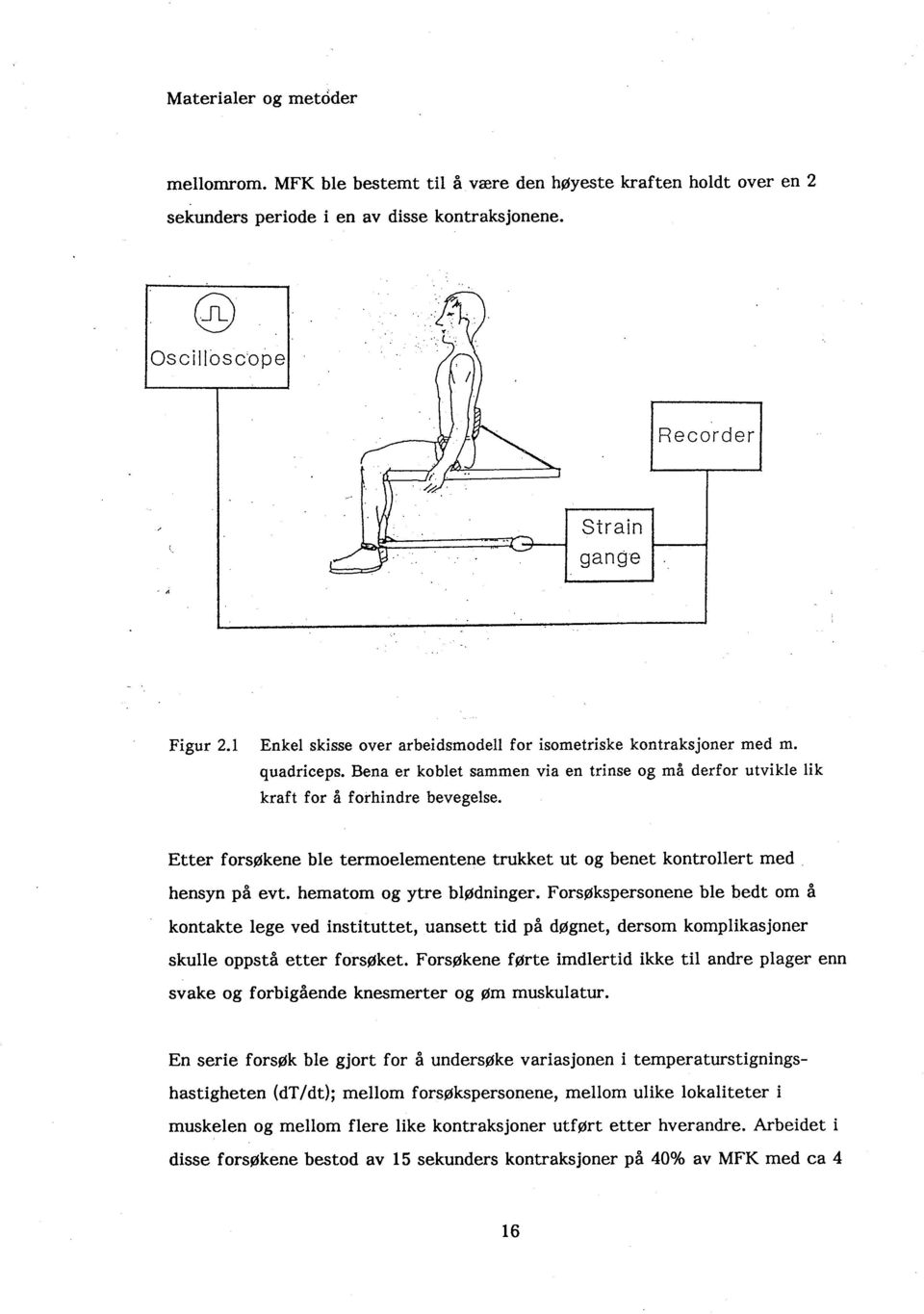 Etter forsøkene ble termoelementene trukket ut og benet kontrollert med. hensyn på evt. hematom og ytre biødninger.