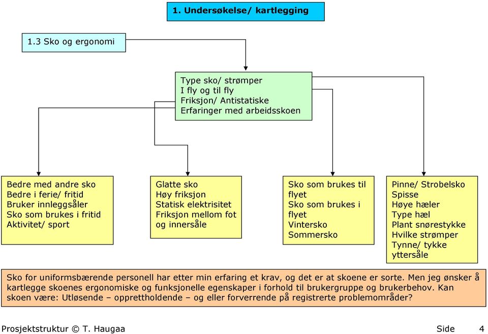 Aktivitet/ sport Glatte sko Høy friksjon Statisk elektrisitet Friksjon mellom fot og innersåle Sko som brukes til flyet Sko som brukes i flyet Vintersko Sommersko Pinne/ Strobelsko Spisse Høye hæler