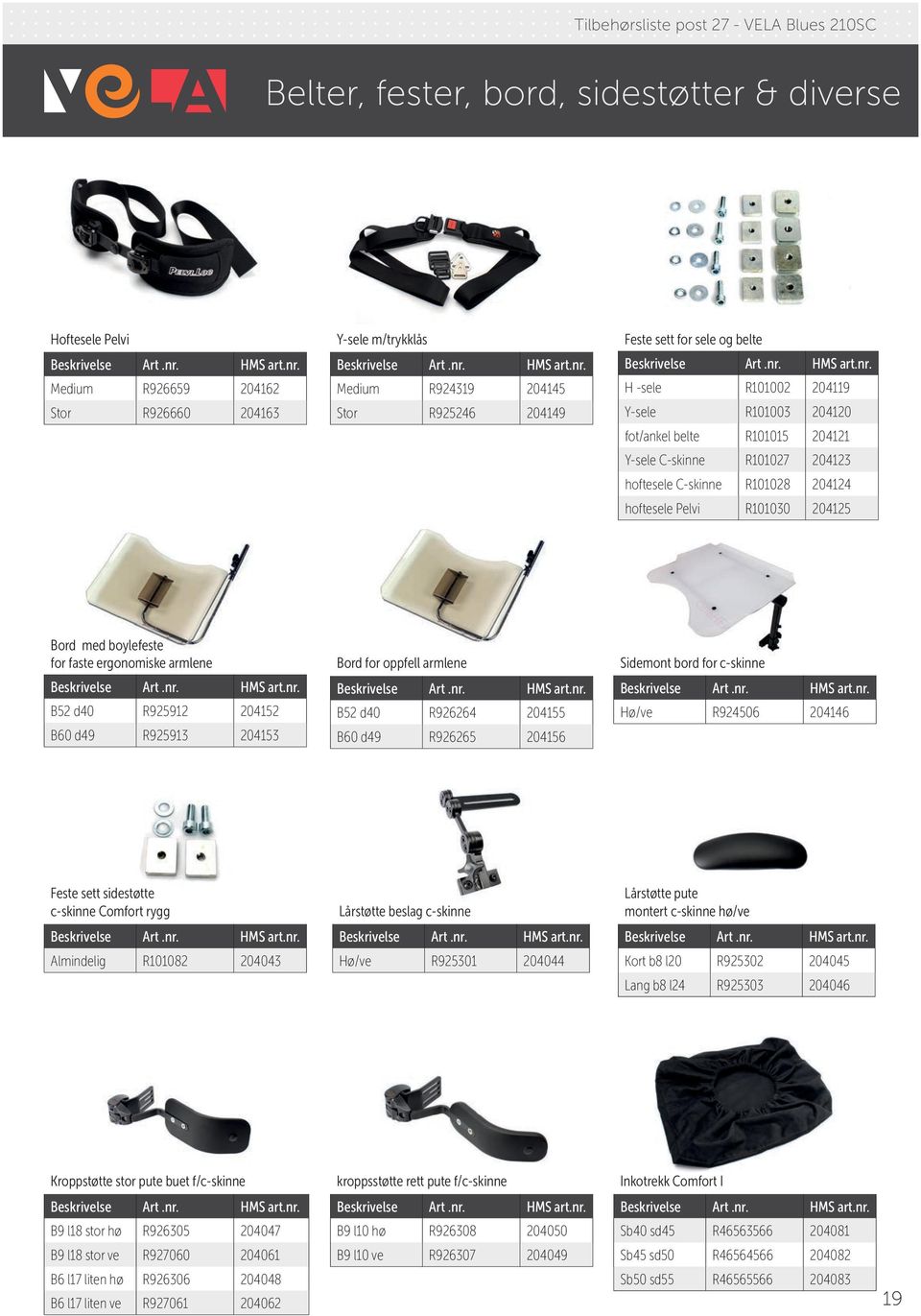 R101030 204125 Bord med boylefeste for faste ergonomiske armlene B52 d40 R925912 204152 B60 d49 R925913 204153 Bord for oppfell armlene B52 d40 R926264 204155 B60 d49 R926265 204156 Sidemont bord for