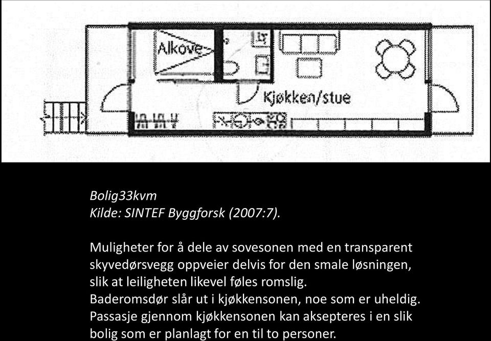 den smale løsningen, slik at leiligheten likevel føles romslig.