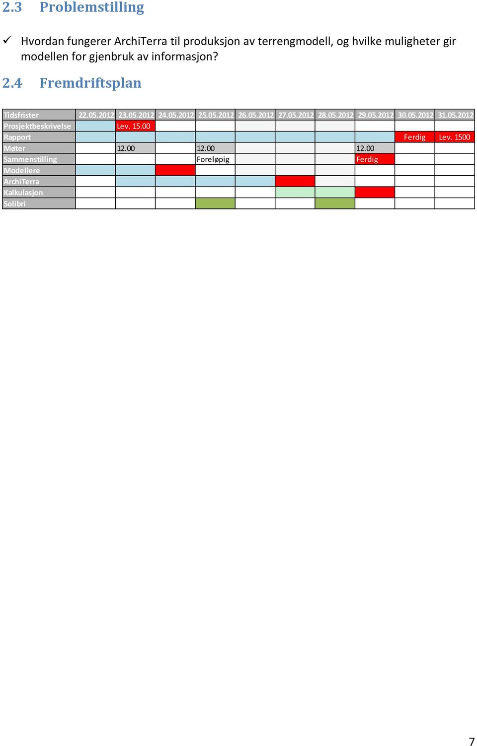 05.2012 27.05.2012 28.05.2012 29.05.2012 30.05.2012 31.05.2012 Prosjektbeskrivelse Lev. 15.