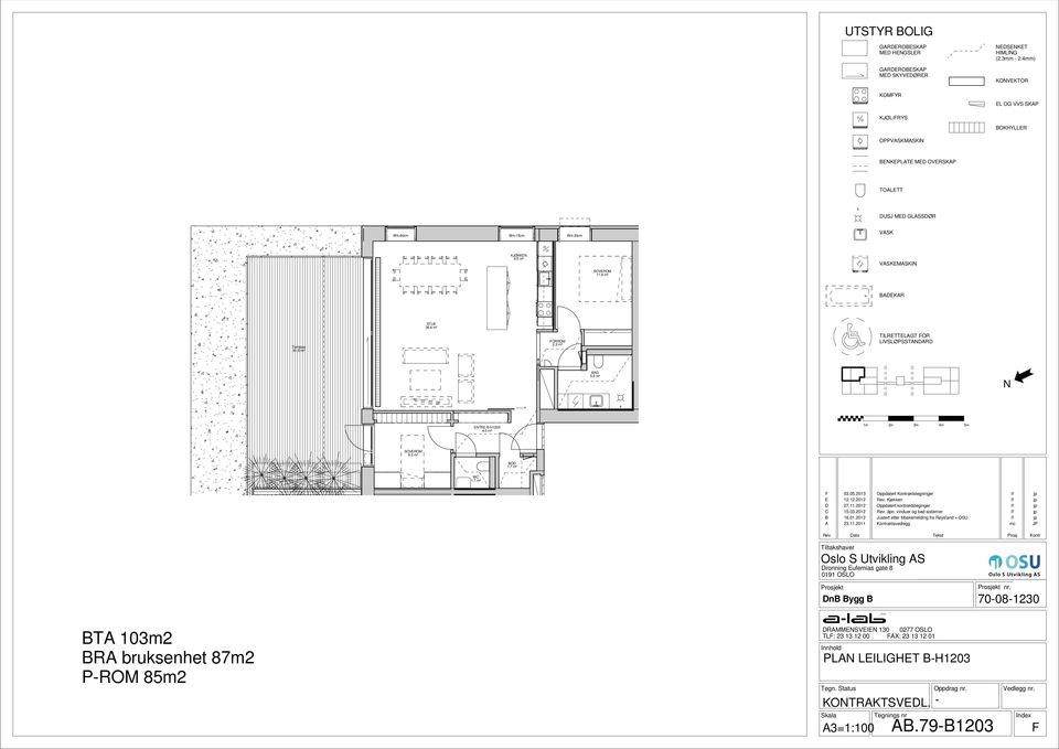9 m² VASKEMASKIN BADEKAR Terrasse 41.5 m² STUE 36.4 m² FORROM 2.3 m² TILRETTELAGT FOR LIVSLØPSSTANDARD BAD 5.6 m² N ENTRE B-H1203 4.0 m² 1m 2m 3m 4m 5m SOVEROM 8.0 m² BOD 1.7 m² WC 1.7 m² F 03.05.