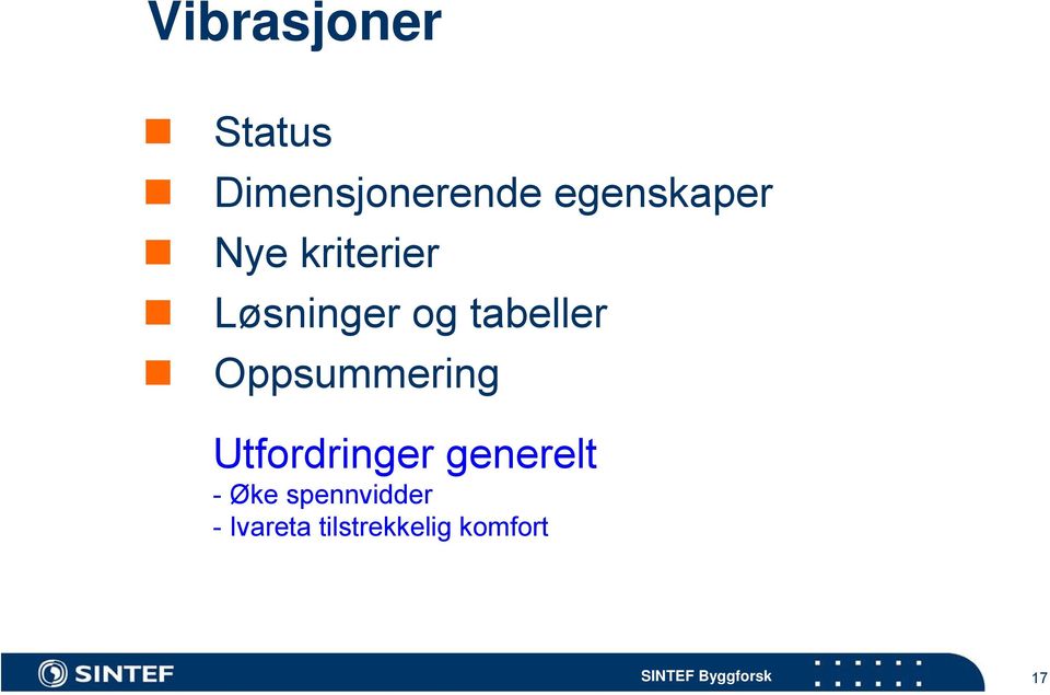 tabeller Oppsummering Utfordringer