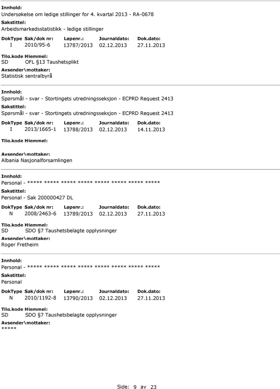 svar - Stortingets utredningsseksjon - ECPRD Request 2413 Spørsmål - svar - Stortingets utredningsseksjon - ECPRD Request 2413 2013/1665-1