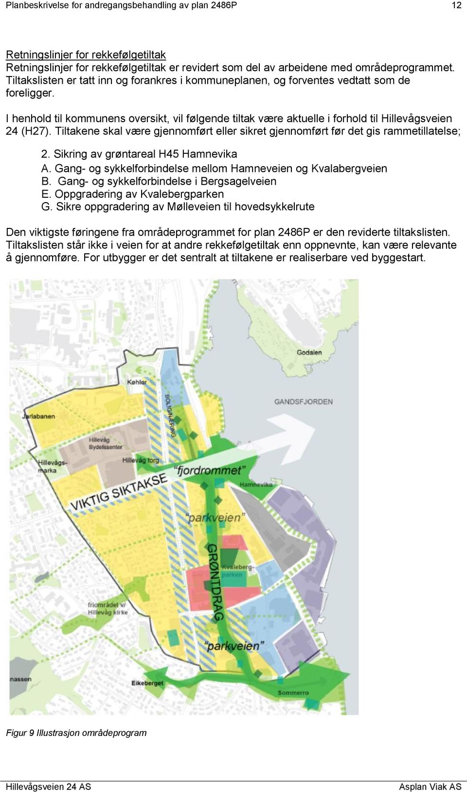 I henhold til kommunens oversikt, vil følgende tiltak være aktuelle i forhold til Hillevågsveien 24 (H27). Tiltakene skal være gjennomført eller sikret gjennomført før det gis rammetillatelse; 2.