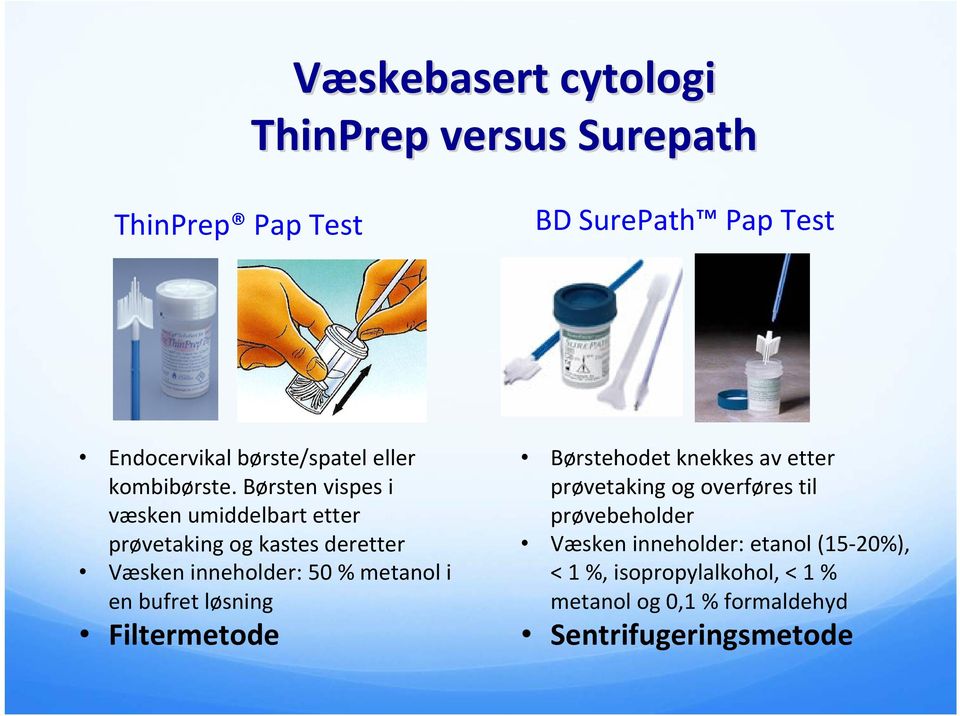 Børsten vispes i væsken umiddelbart etter prøvetaking og kastes deretter Væsken inneholder: 50 % metanol i en
