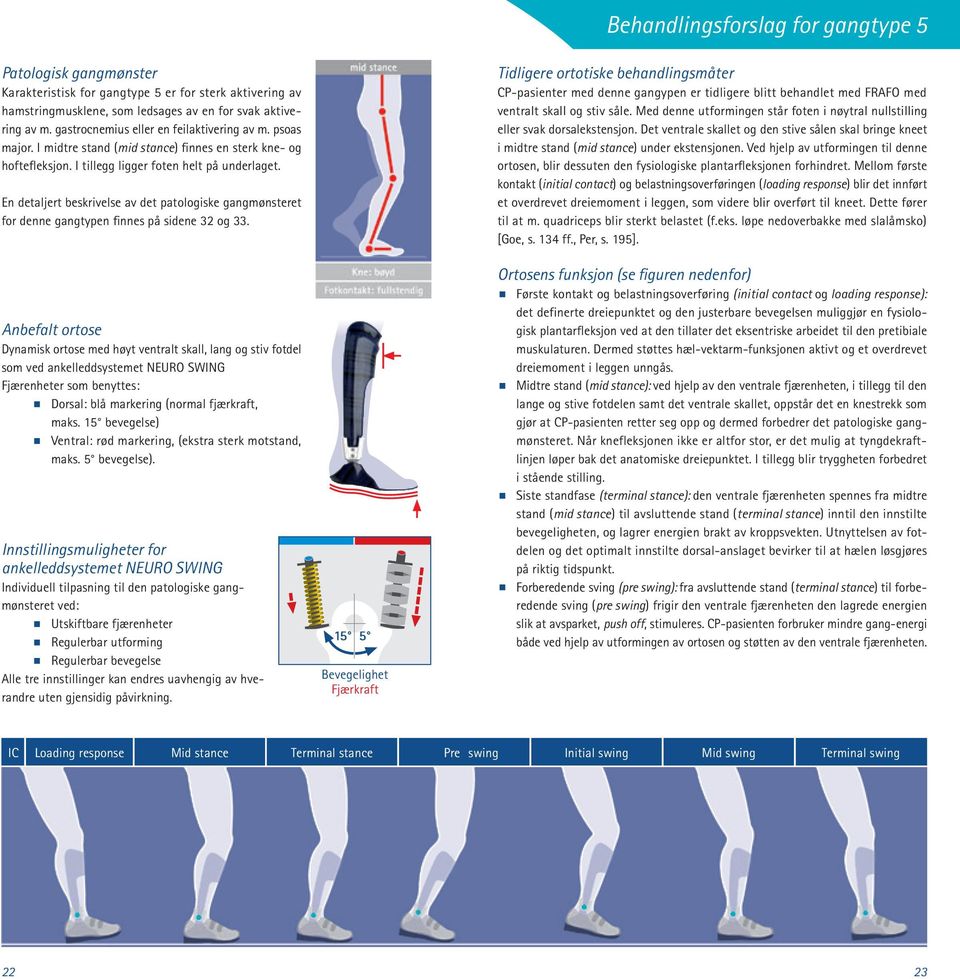 En detaljert beskrivelse av det patologiske gangmønsteret for denne gangtypen finnes på sidene 32 og 33.