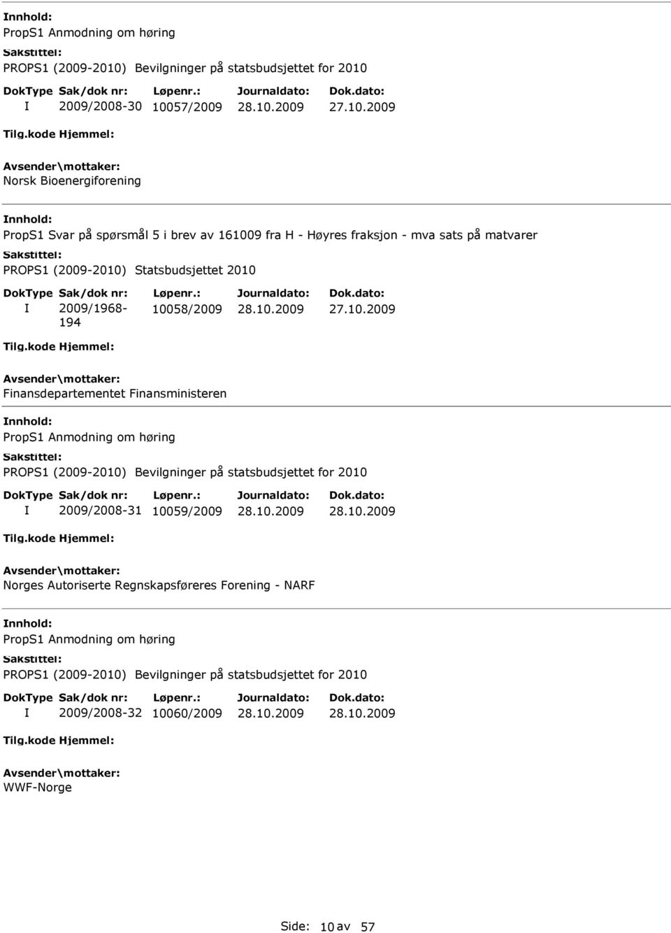 194 10058/2009 nnhold: 2009/2008-31 10059/2009 Norges Autoriserte