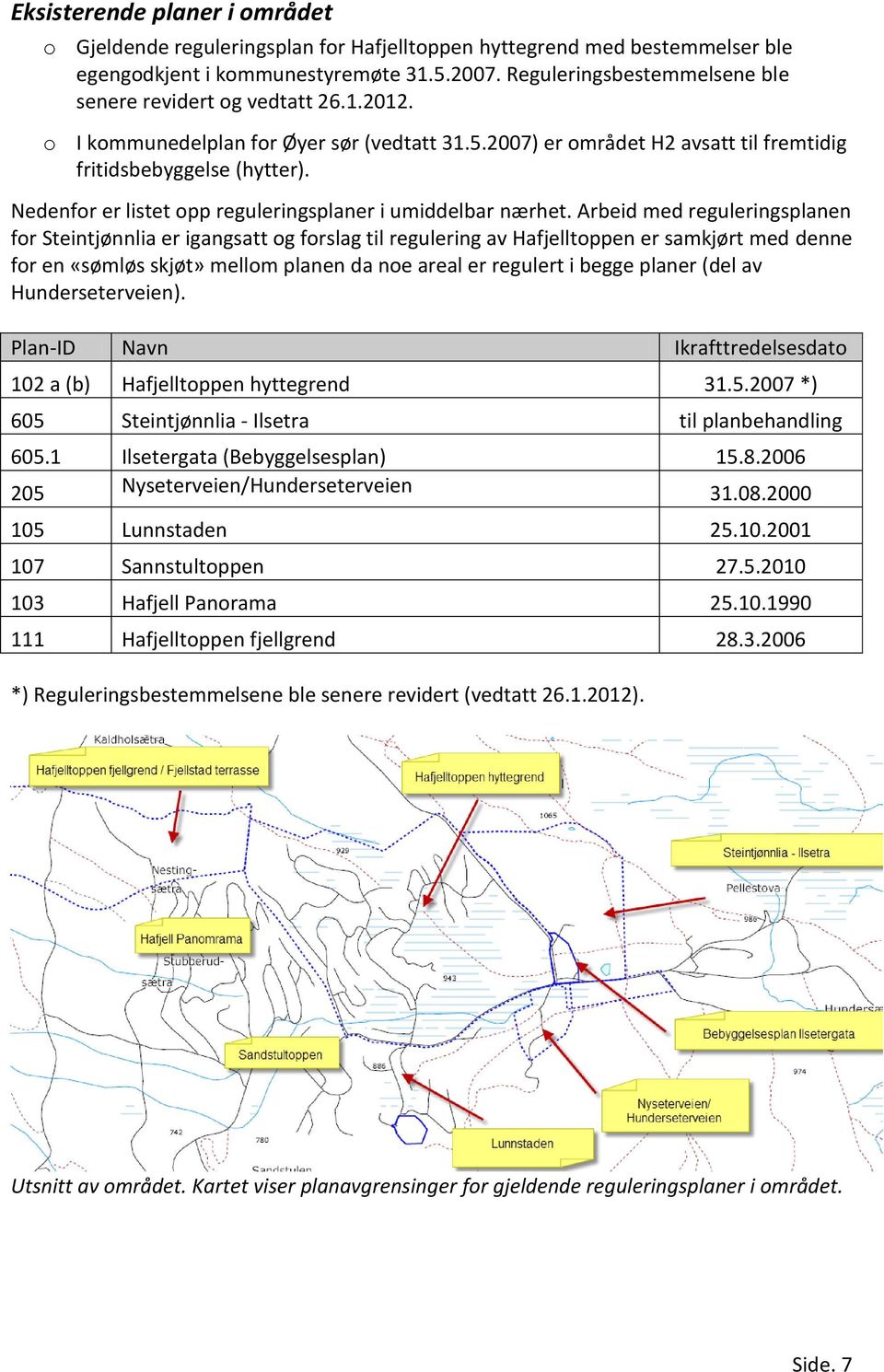 Nedenfor er listet opp reguleringsplaner i umiddelbar nærhet.