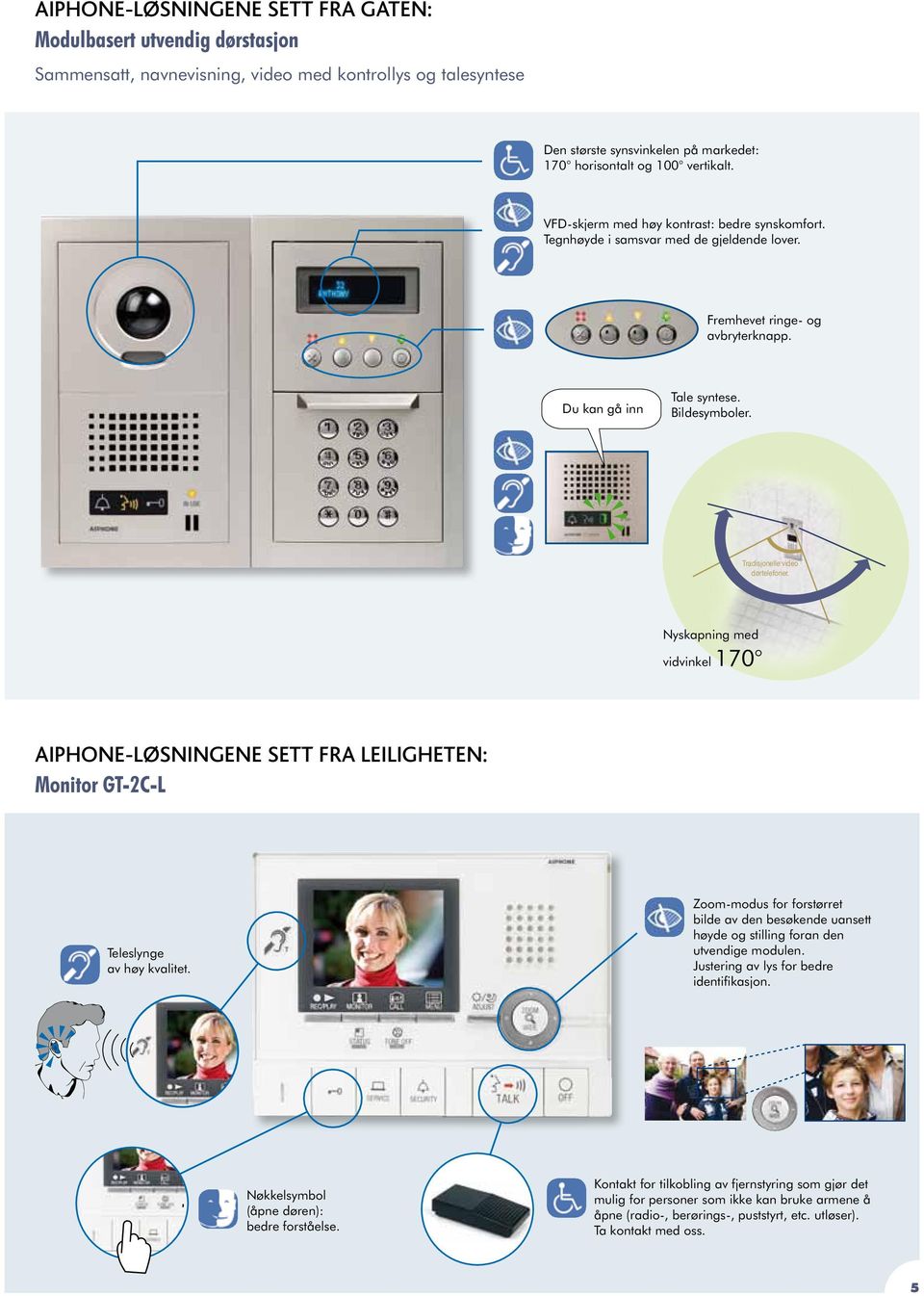 Tradisjonelle video dørtelefoner. Nyskapning med vidvinkel 170 Aiphone-løsningene sett fra LEILIGHETEN: Monitor GT-2C-L Teleslynge av høy kvalitet.