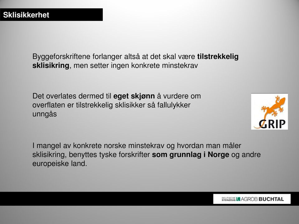 tilstrekkelig sklisikker så fallulykker unngås I mangel av konkrete norske minstekrav og hvordan