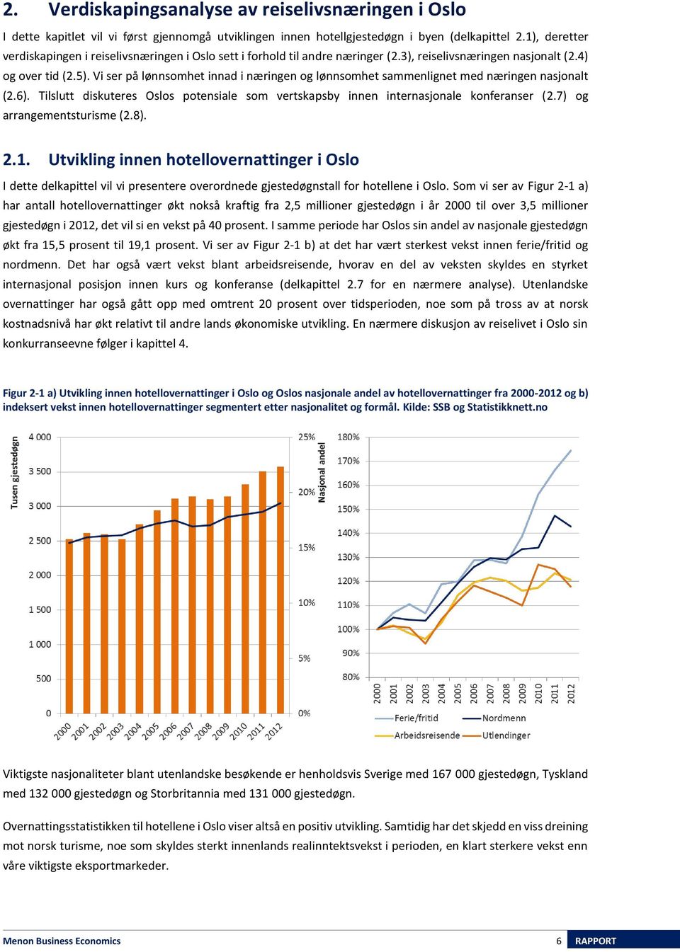 Vi ser på lønnsomhet innad i næringen og lønnsomhet sammenlignet med næringen nasjonalt (2.6). Tilslutt diskuteres Oslos potensiale som vertskapsby innen internasjonale konferanser (2.