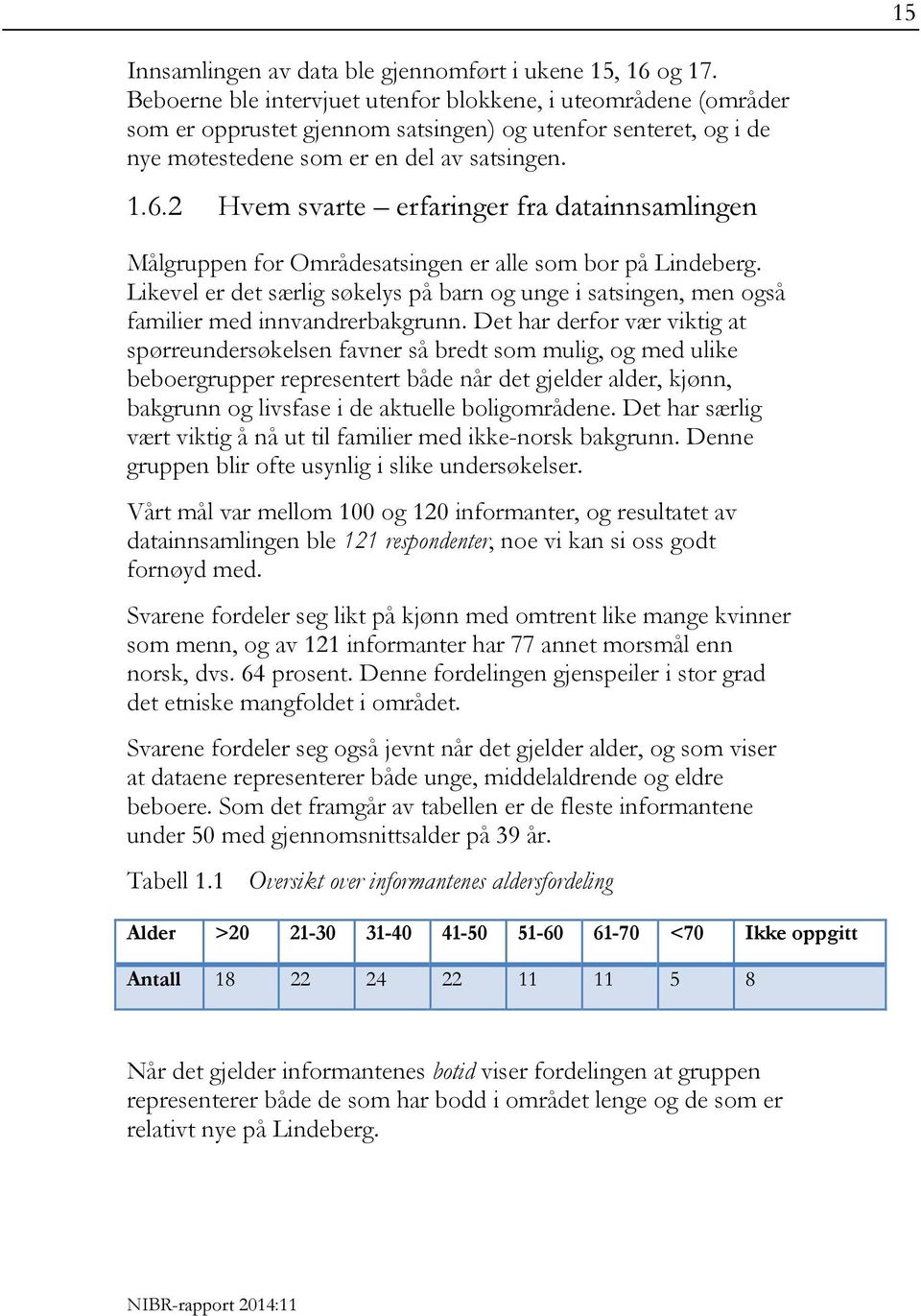 2 Hvem svarte erfaringer fra datainnsamlingen Målgruppen for Områdesatsingen er alle som bor på Lindeberg.