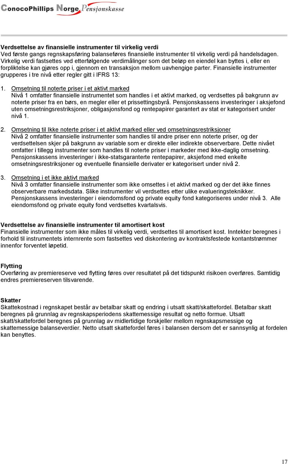 Finansielle instrumenter grupperes i tre nivå etter regler gitt i IFRS 13: 1.