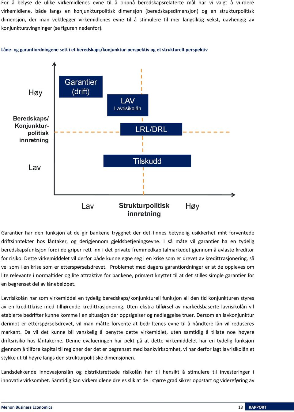 Låne- og garantiordningene sett i et beredskaps/konjunktur-perspektiv og et strukturelt perspektiv Høy Beredskaps/ Konjunkturpolitisk innretning Garantier (drift) LAV Lavrisikolån LRL/DRL Lav