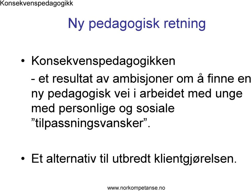 finne en ny pedagogisk vei i arbeidet med unge med