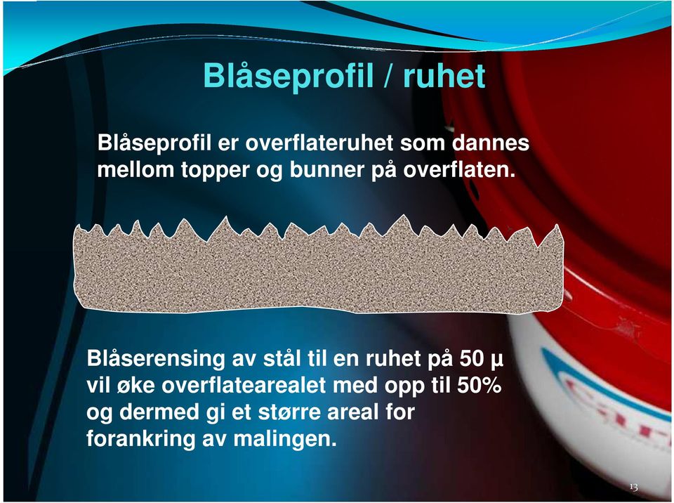 Blåserensing av stål til en ruhet på 50 µ vil øke