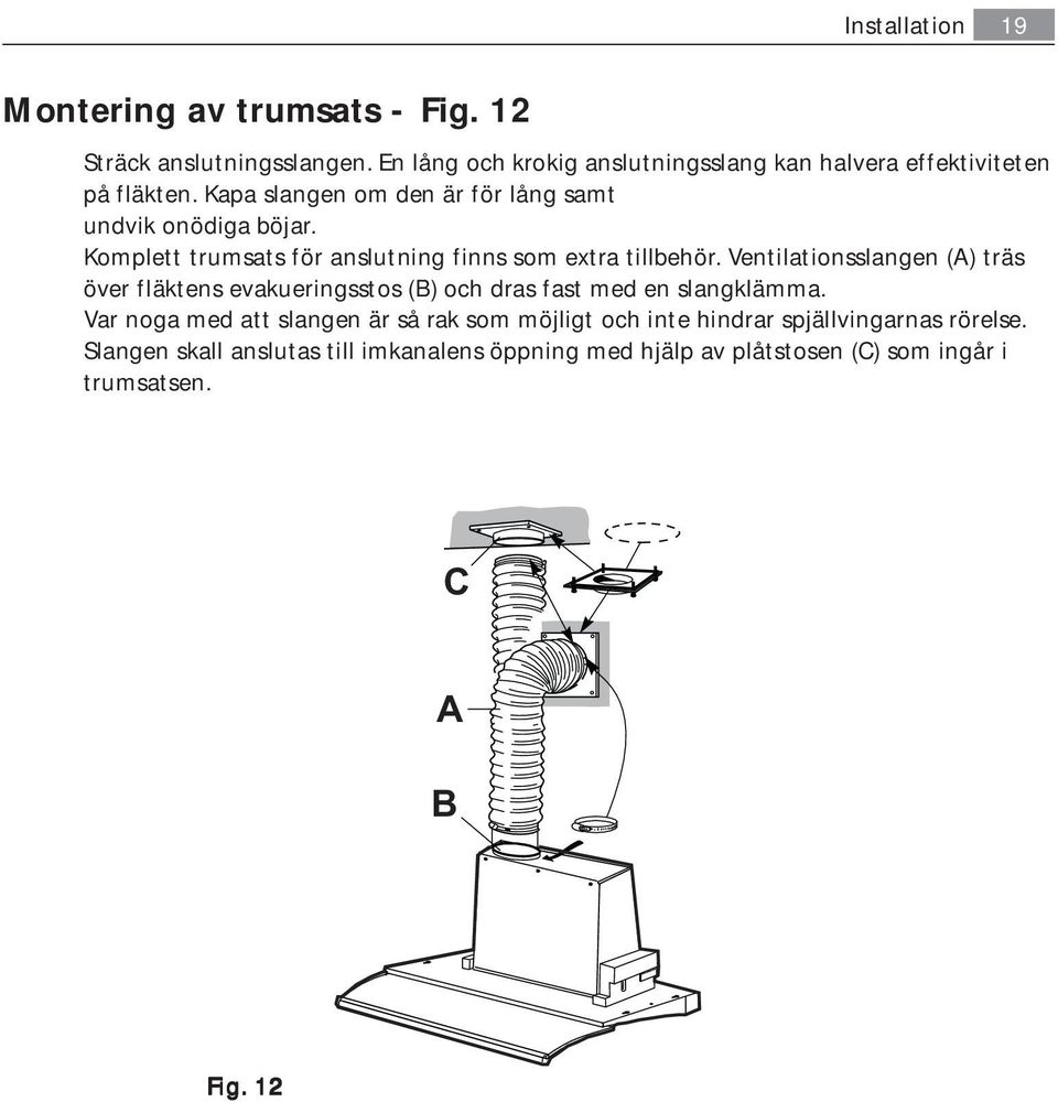 Komplett trumsats för anslutning finns som extra tillbehör.