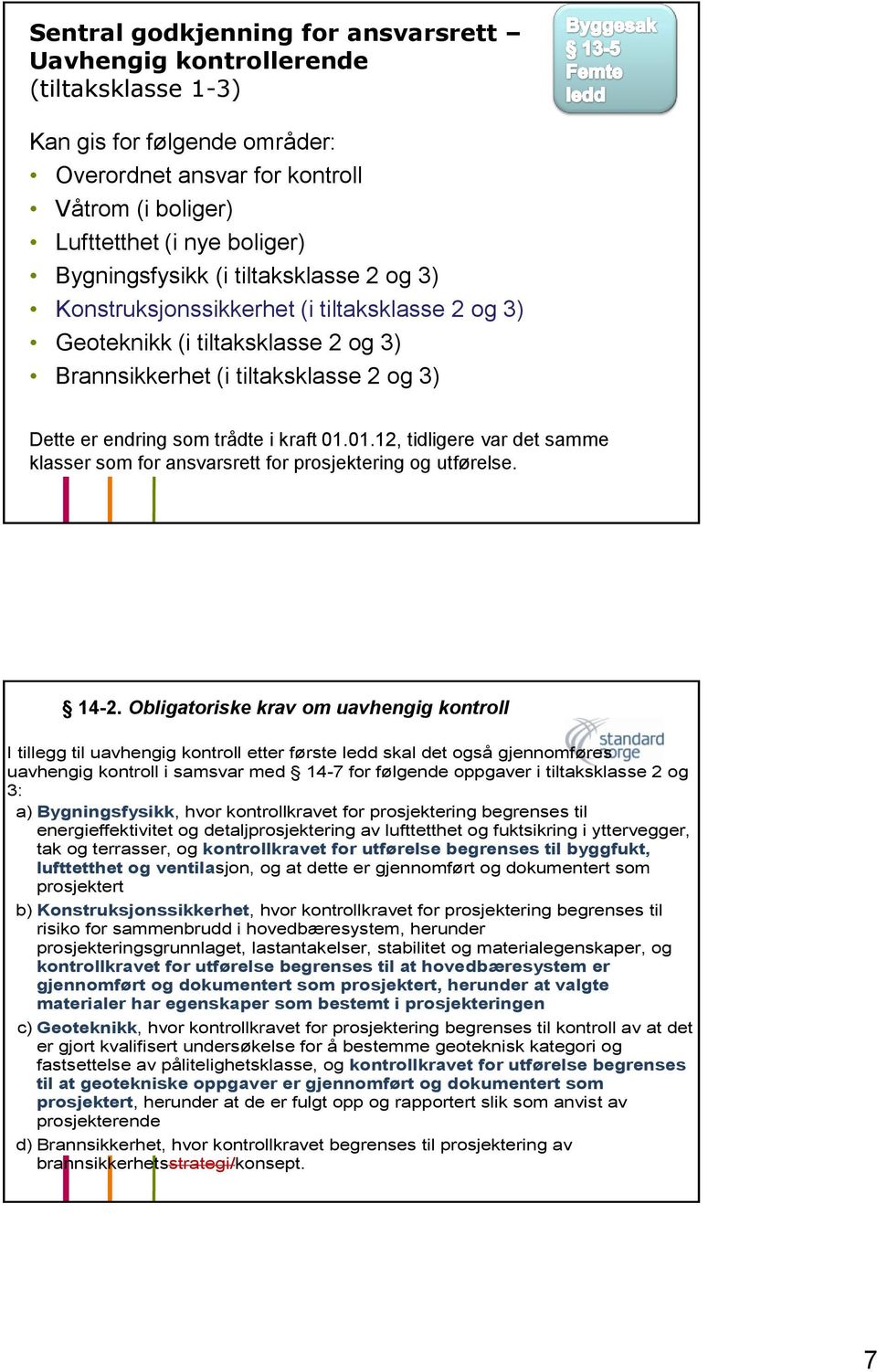 01.12, tidligere var det samme klasser som for ansvarsrett for prosjektering og utførelse. 14-2.