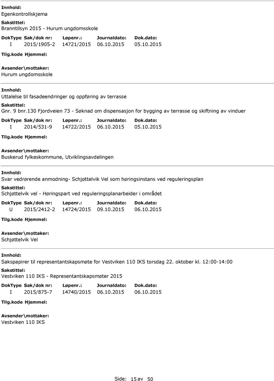 anmodning- Schjøttelvik Vel som høringsinstans ved reguleringsplan Schjøttelvik vel - Høringspart ved reguleringsplanarbeider i området 2015/2412-2 14724/2015 Schjøttelvik Vel