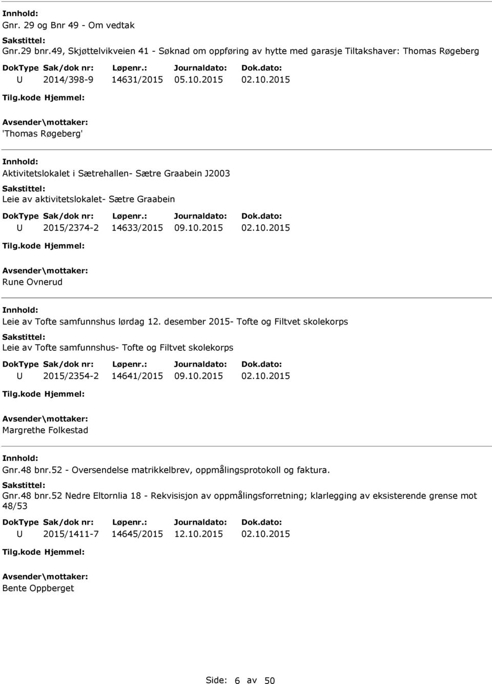 2015 Rune Ovnerud Leie av Tofte samfunnshus lørdag 12. desember 2015- Tofte og Filtvet skolekorps Leie av Tofte samfunnshus- Tofte og Filtvet skolekorps 2015/2354-2 14641/2015 02.10.