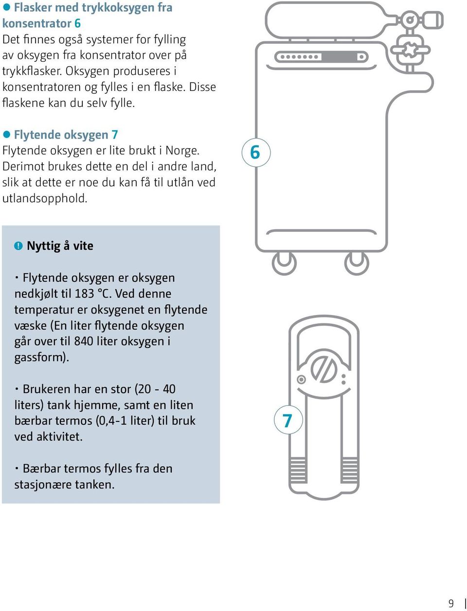 Derimot brukes dette en del i andre land, slik at dette er noe du kan få til utlån ved utlandsopphold. 6 Nyttig å vite Flytende oksygen er oksygen nedkjølt til 183 C.