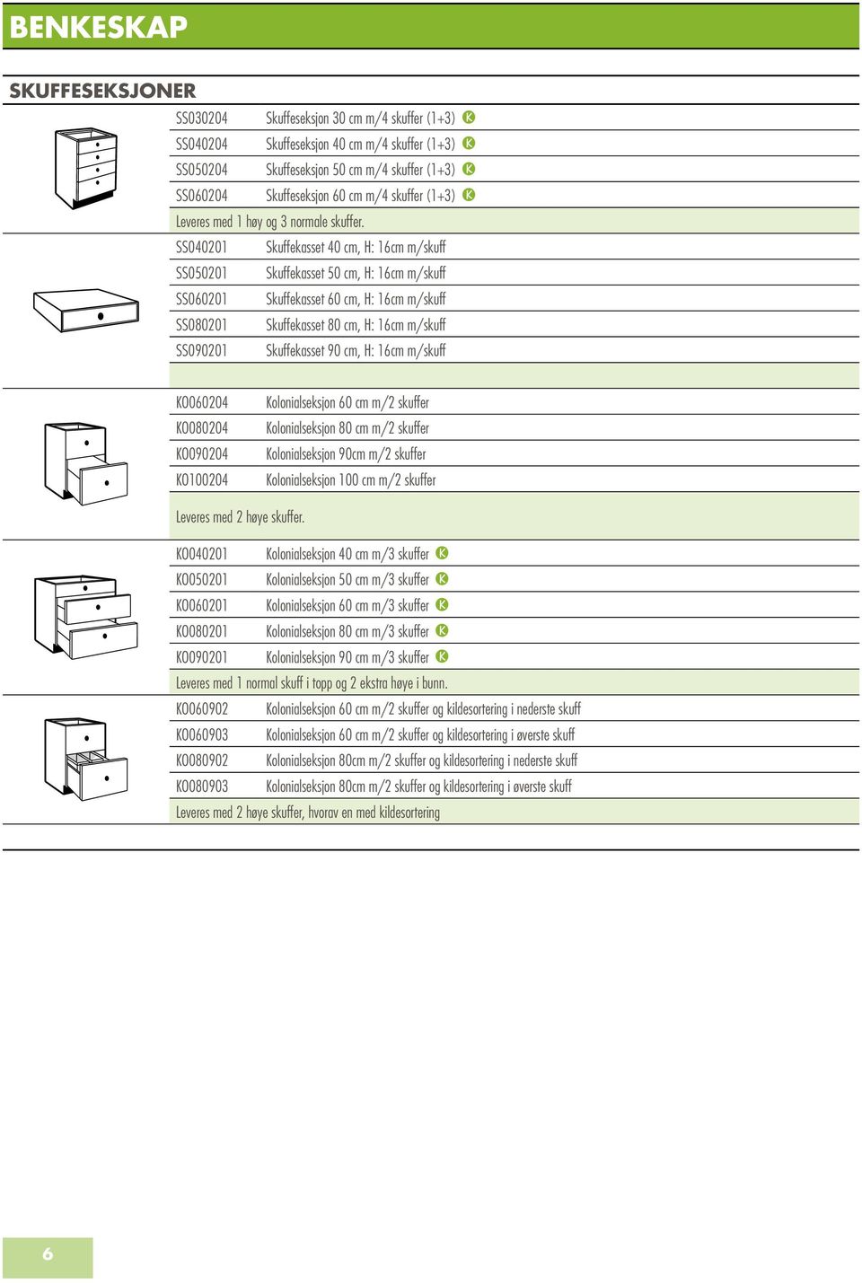 SS040201 Skuffekasset 40 cm, H: 16cm m/skuff SS050201 Skuffekasset 50 cm, H: 16cm m/skuff SS060201 Skuffekasset 60 cm, H: 16cm m/skuff SS080201 Skuffekasset 80 cm, H: 16cm m/skuff SS090201