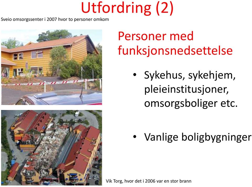 Sykehus, sykehjem, pleieinstitusjoner, omsorgsboliger