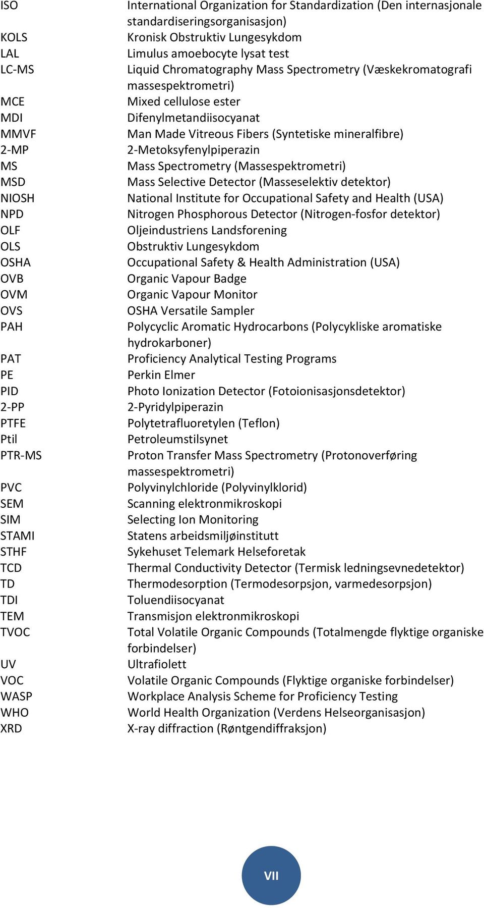 2Metoksyfenylpiperazin MS MassSpectrometry(Massespektrometri) MSD MassSelectiveDetector(Masseselektivdetektor) NIOSH NationalInstituteforOccupationalSafetyandHealth(USA) NPD